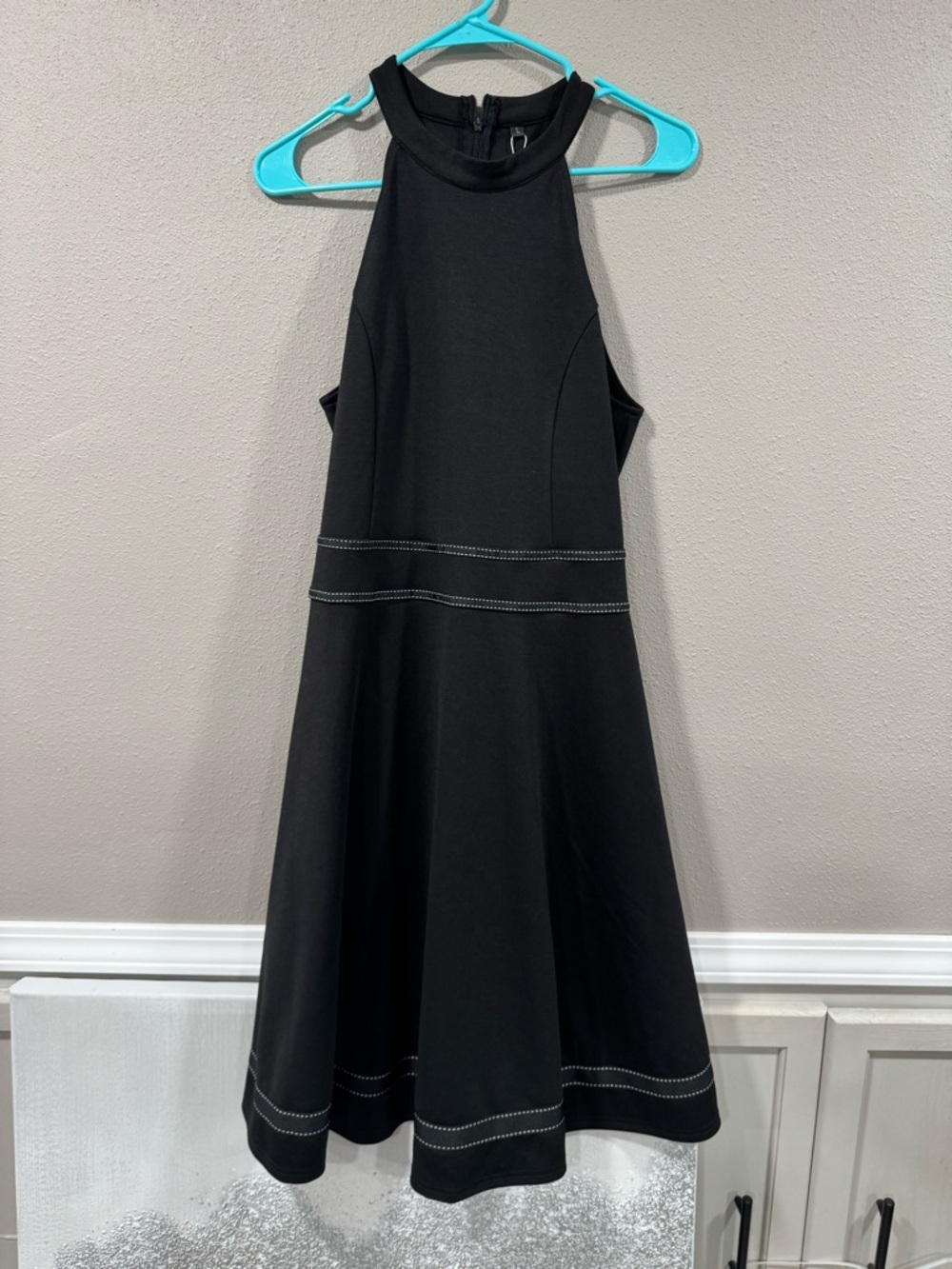 NWT Classic Black Halter Fit & Flare Mini Dress - Picture 2 of 7